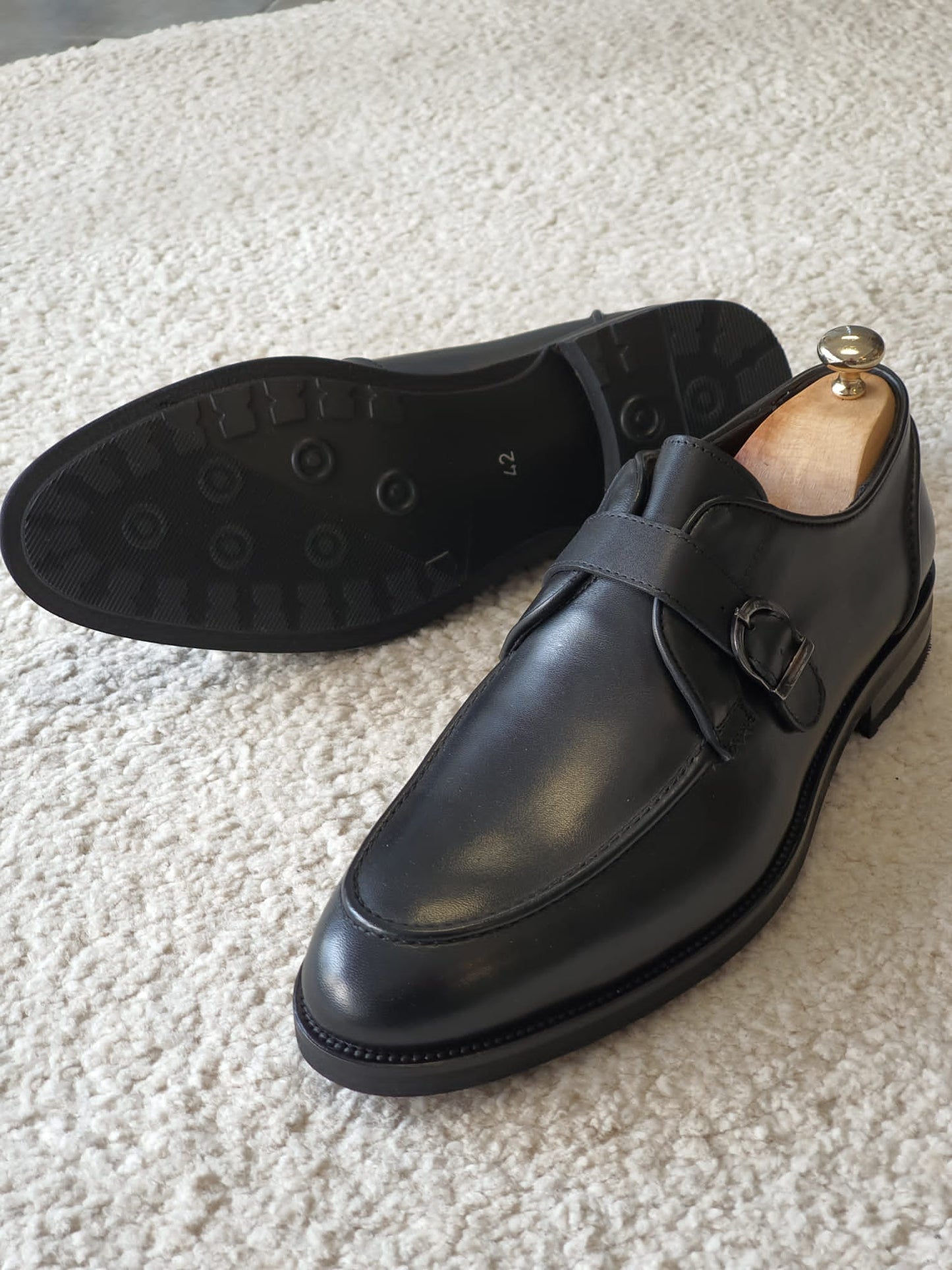 Antonio Black Buckle Loafers