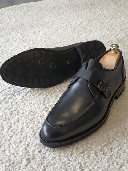 Antonio Black Buckle Loafers