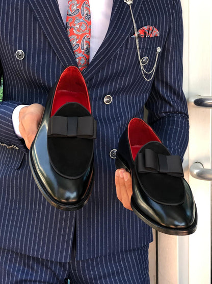 Polished Leather Sardinelli Loafers with Silk Bow