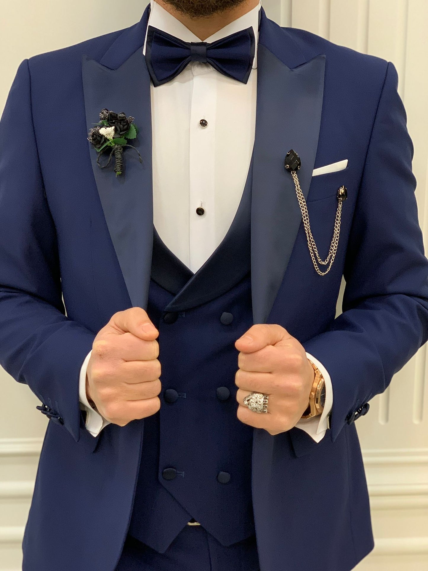 Perris Navy Blue Slim Fit Tuxedo