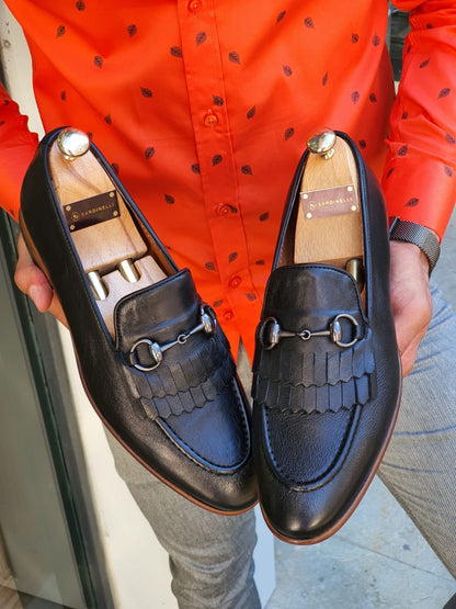 Henderson Black Kilt Bit Loafers - Elegant Leather Footwear