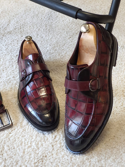 Antonio Burgundy Buckle Loafers - Elegant Leather Shoes for Every Occasion