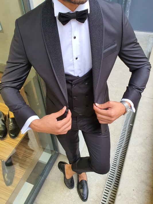 Midvale Black Slim Fit Shawl Lapel Tuxedo