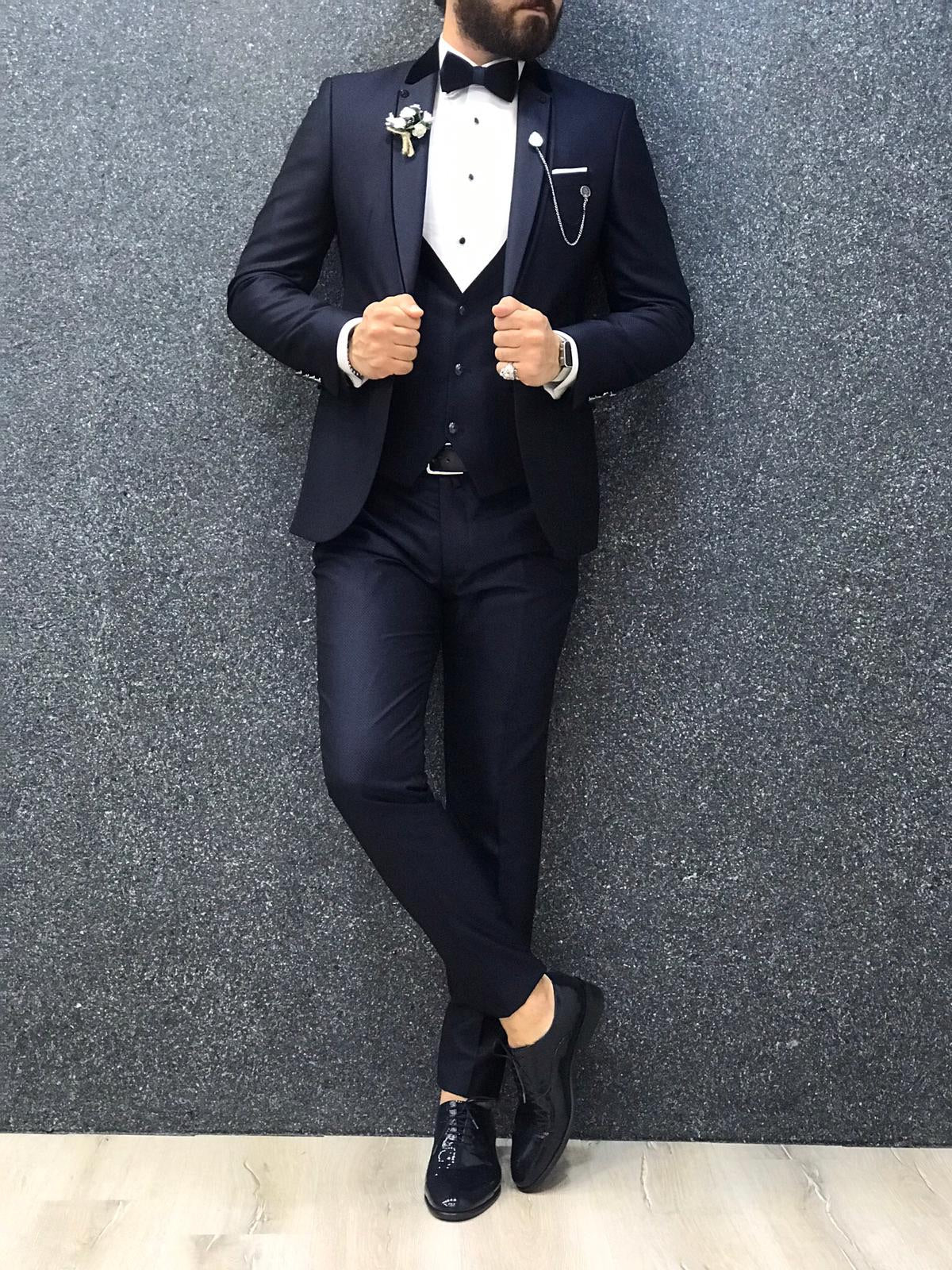Lazio Navy Blue Slim-Fit Tuxedo
