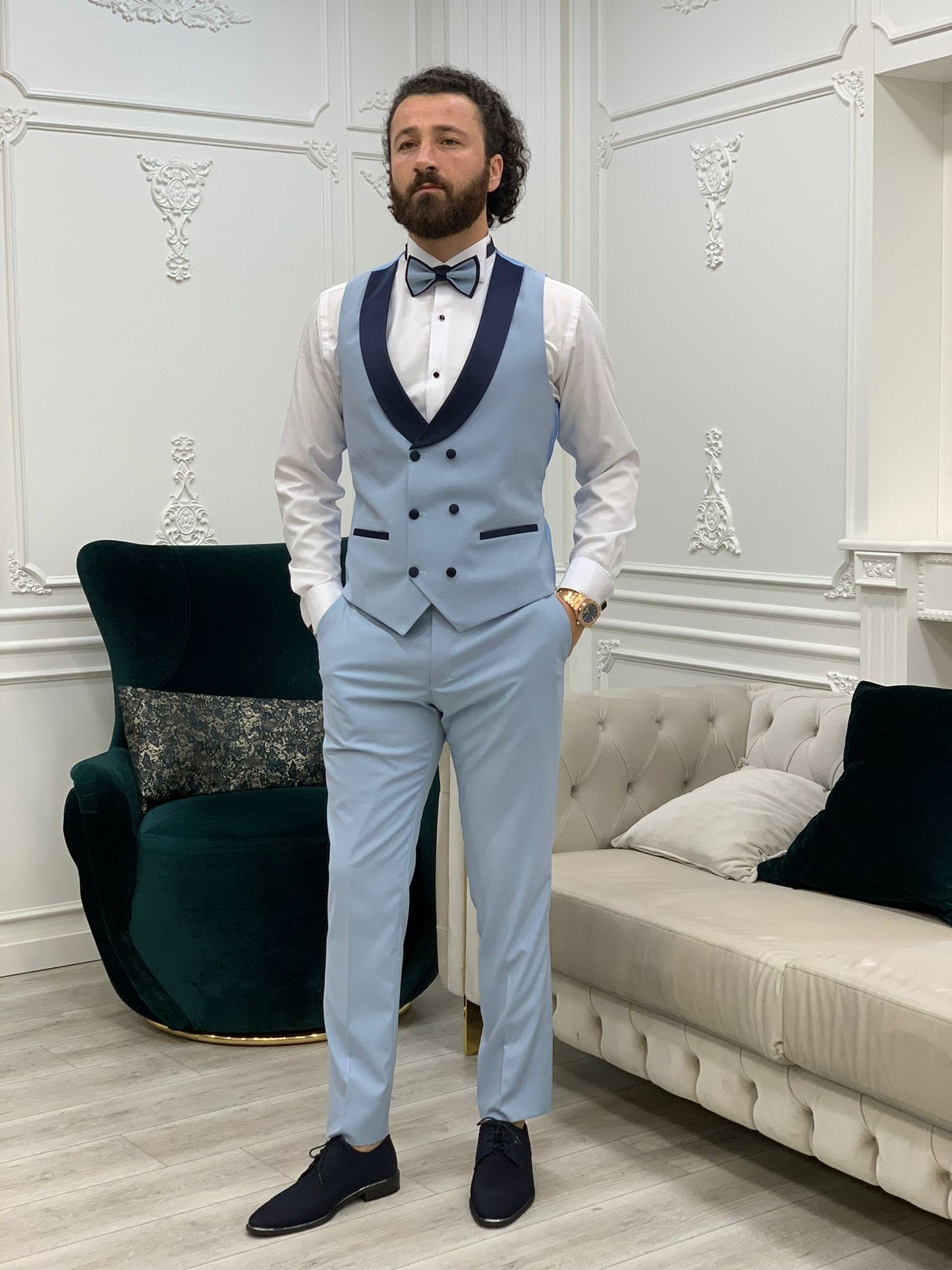 Perris Ice Blue Slim Fit Tuxedo