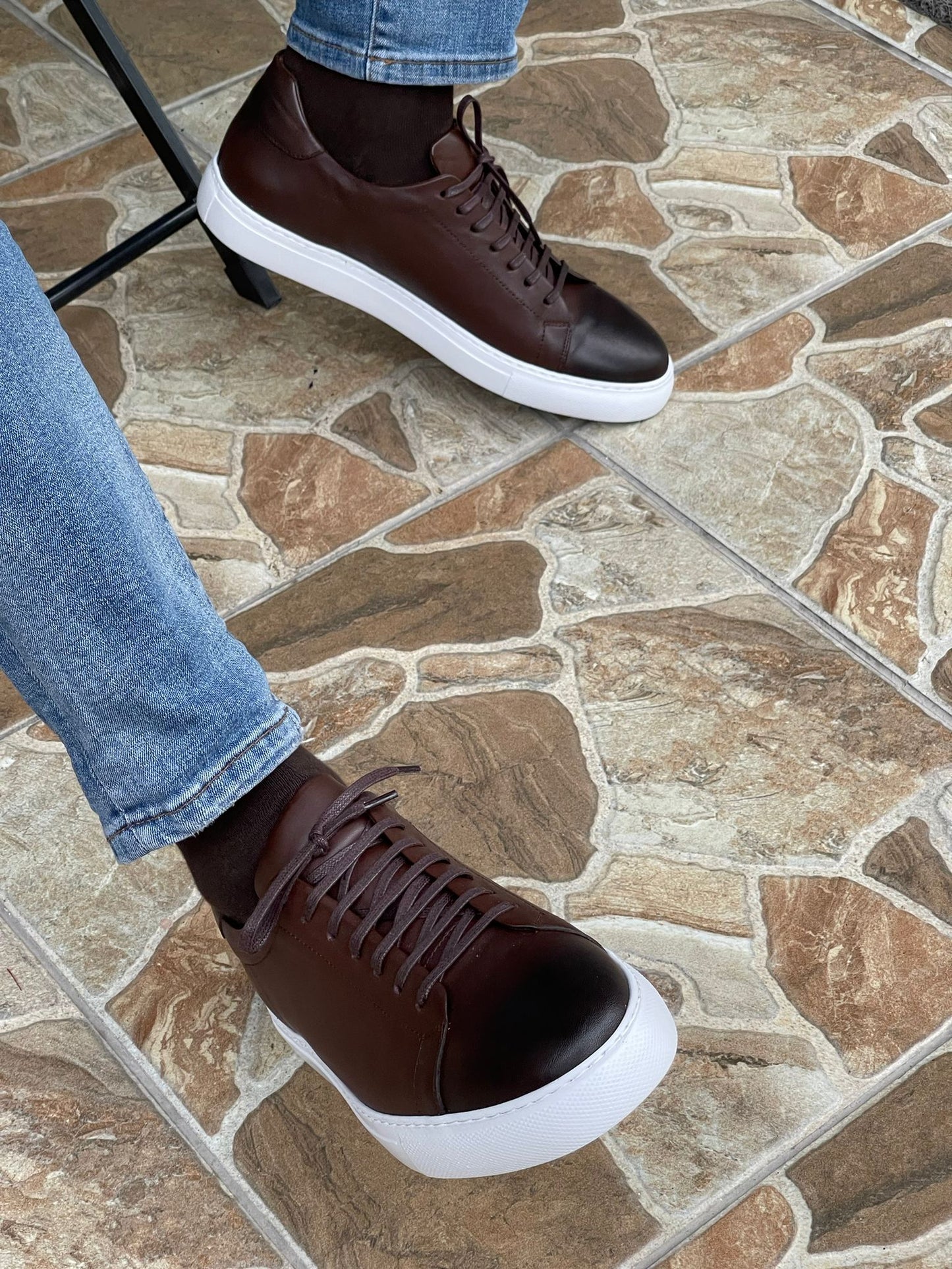 Martin Brown Lace-Up Mid-Top Sneakers for Elegant Comfort
