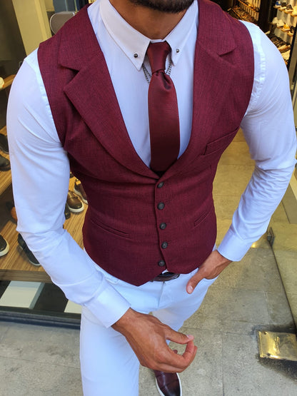 Bellingham Burgundy Slim Fit Vest: Elegance Redefined