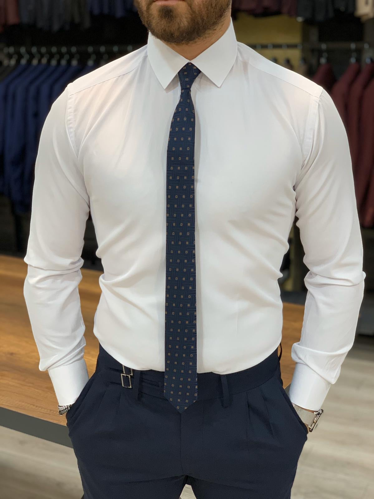Jake White Slim Fit Shirt - Elevate Your Wardrobe