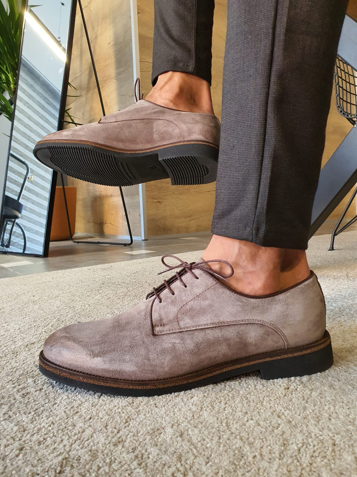 Stefano Beige Suede Derbys - Elegant Versatile Footwear for Every Occasion