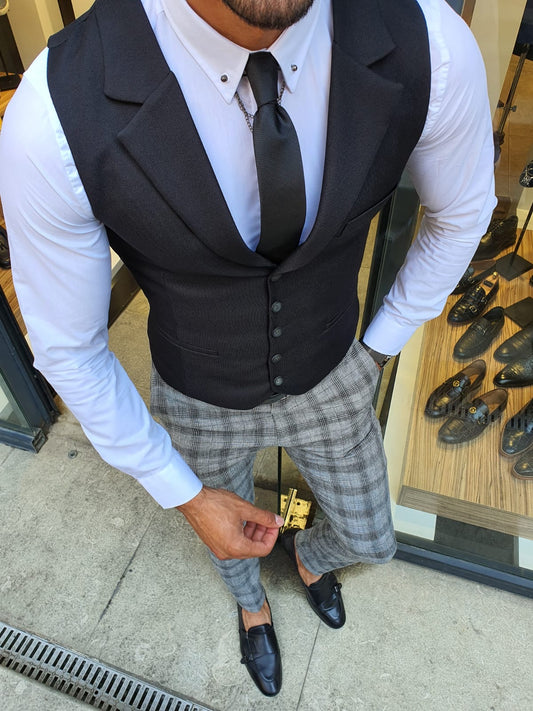 Bellingham Black Slim Fit Vest – Effortless Elegance for Every Occasion