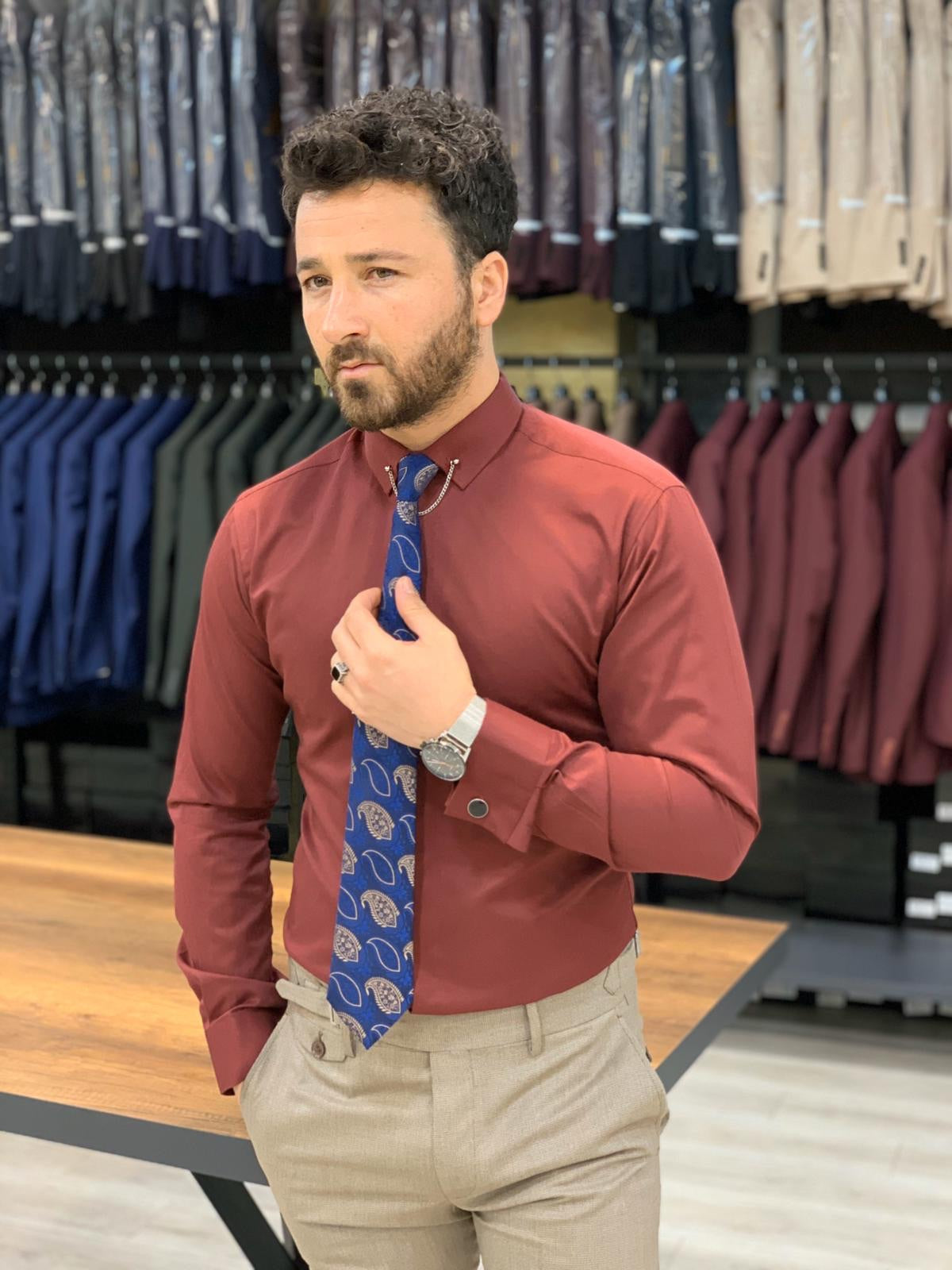 Jake Red Slim Fit Shirt - Elevate Your Wardrobe