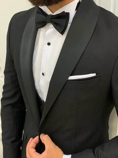 Lazio Black Slim Fit Shawl Lapel Tuxedo