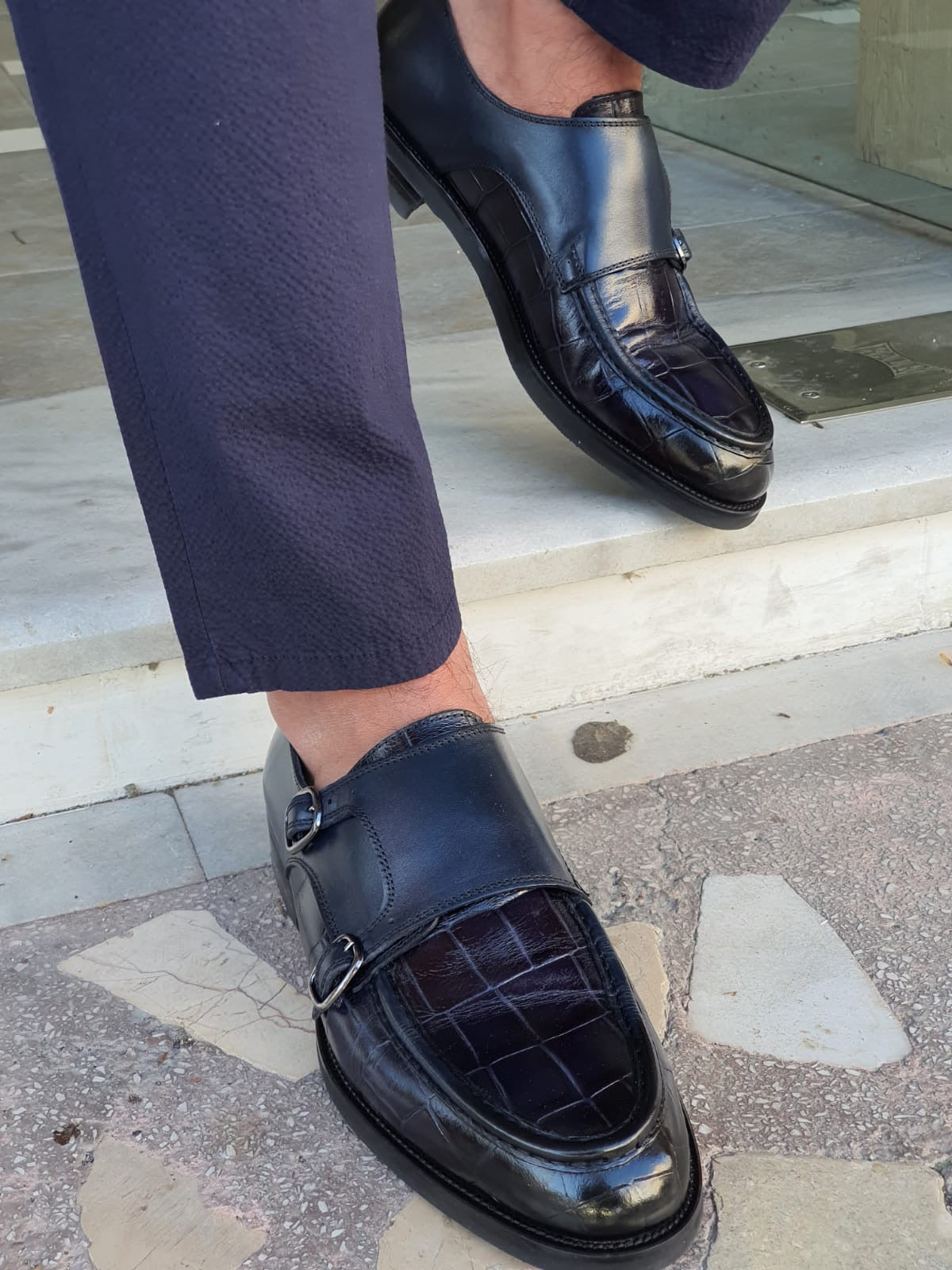 Montreal Navy Blue Monk Strap Loafers - Elegant Comfort for Every Occasion