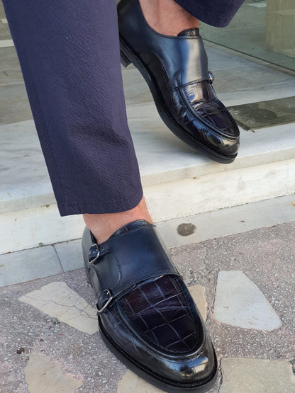 Montreal Navy Blue Monk Strap Loafers - Elegant Comfort for Every Occasion