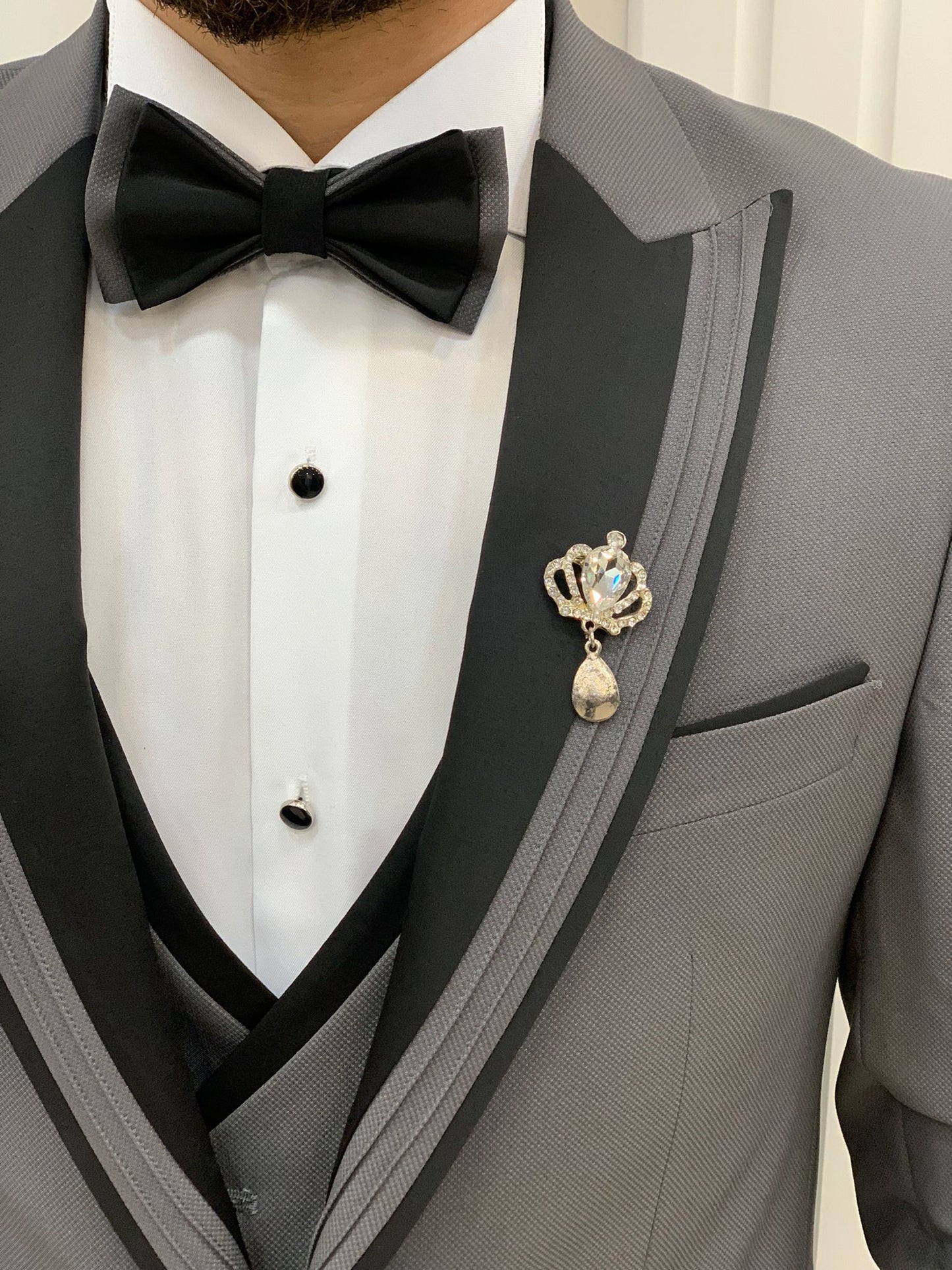 Glendale Gray Slim Fit Peak Lapel Tuxedo