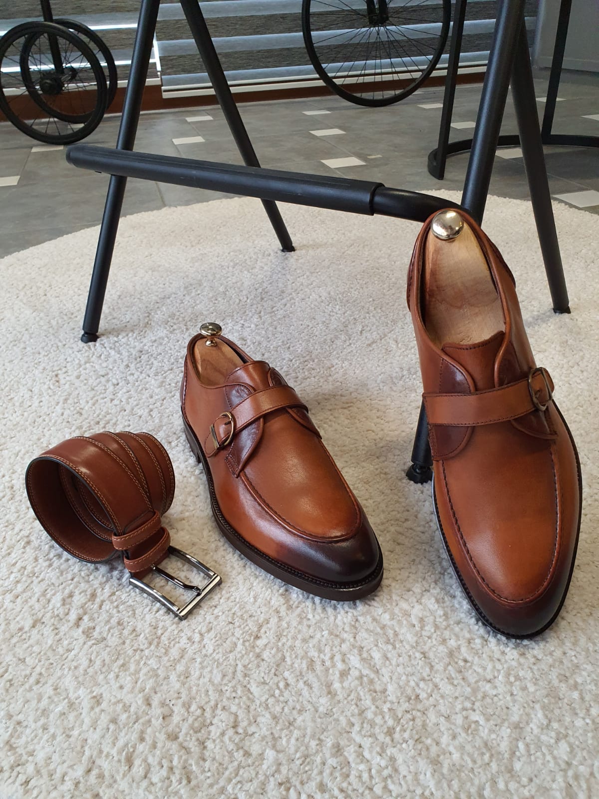 Antonio Tan Buckle Loafers - Premium Leather Comfort