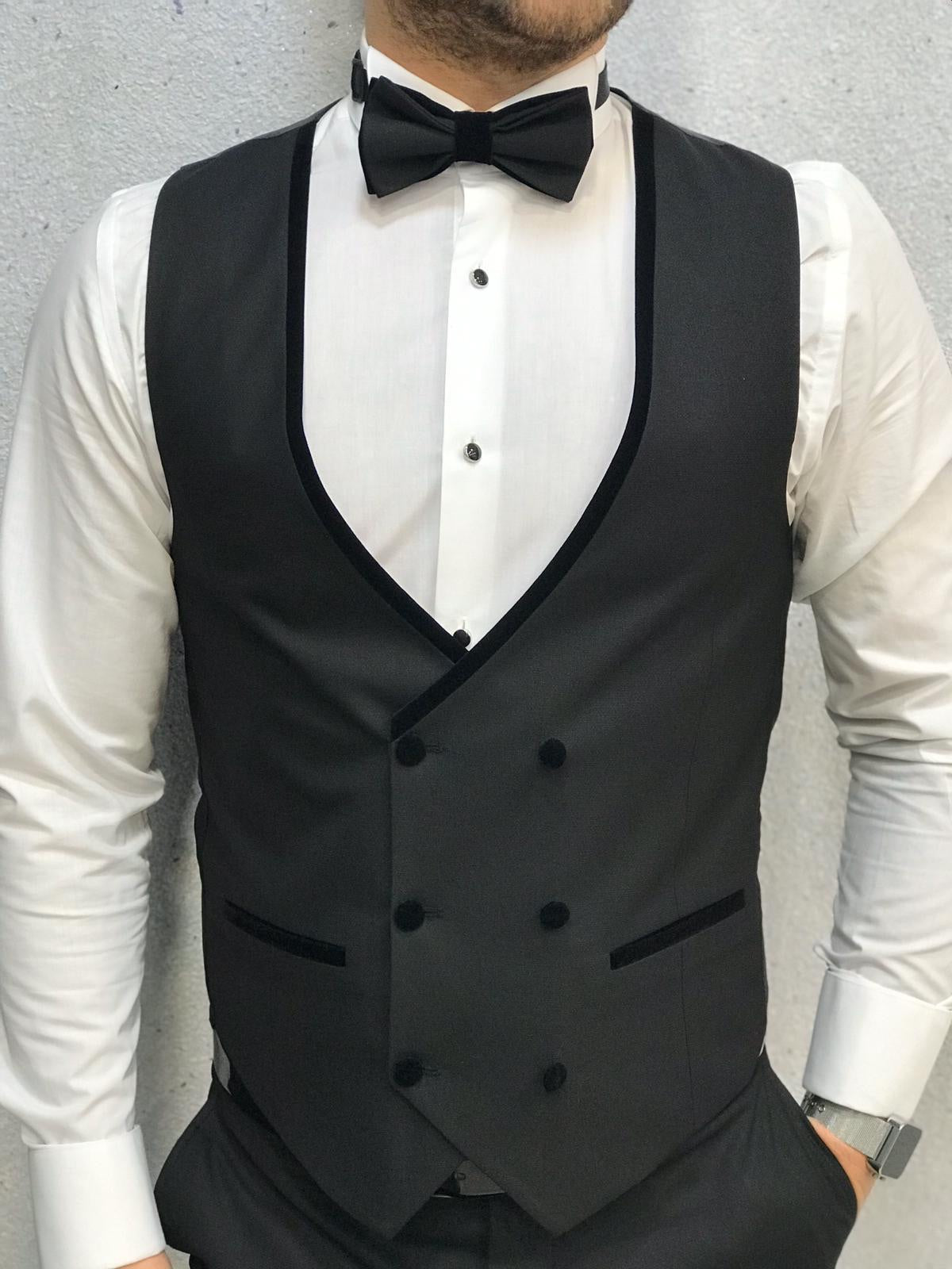 Ventura Black Slim Fit Velvet Shawl Lapel Tuxedo