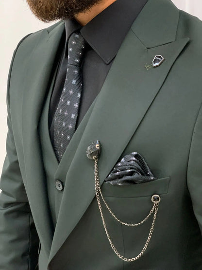 Eros Green Slim Fit Peak Lapel Suit - Elegant and Versatile BOJONI