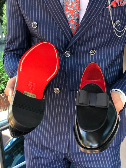 Polished Leather Sardinelli Loafers with Silk Bow