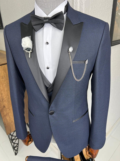 Veneta Slim Fit Dovetail Collared Navy Blue Tuxedo