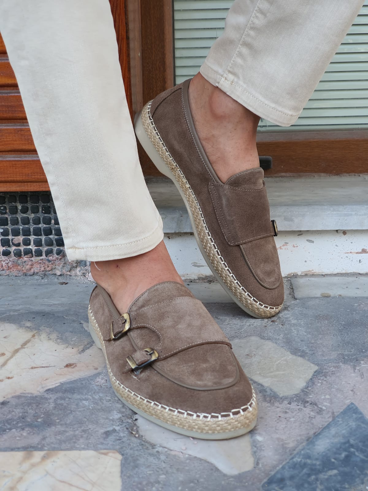Cole Beige Suede Double Monk Strap Loafers - Elevate Your Style