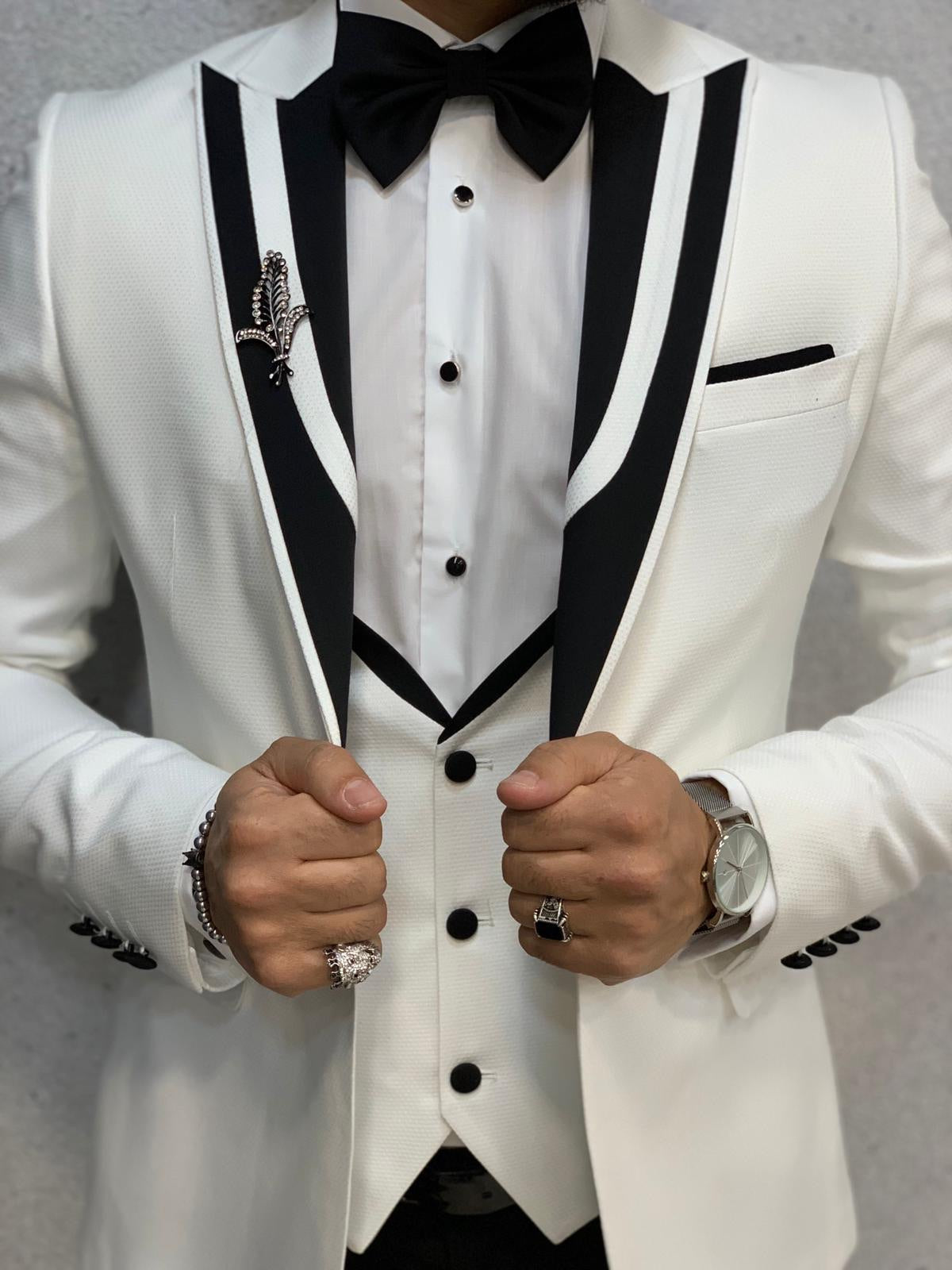 Lazio White Slim Fit Tuxedo for Men