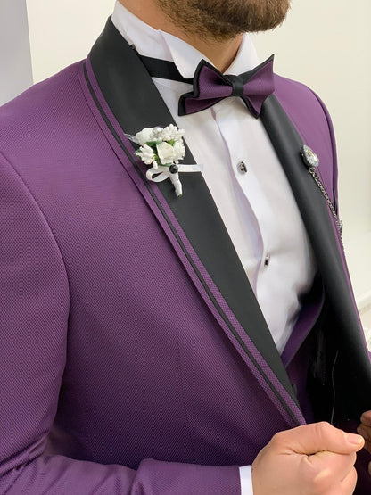 Napoli Purple Slim Fit Shawl Lapel Tuxedo
