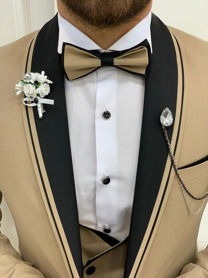 Napoli Gold Slim Fit Shawl Lapel Tuxedo - Elevate Your Formal Look