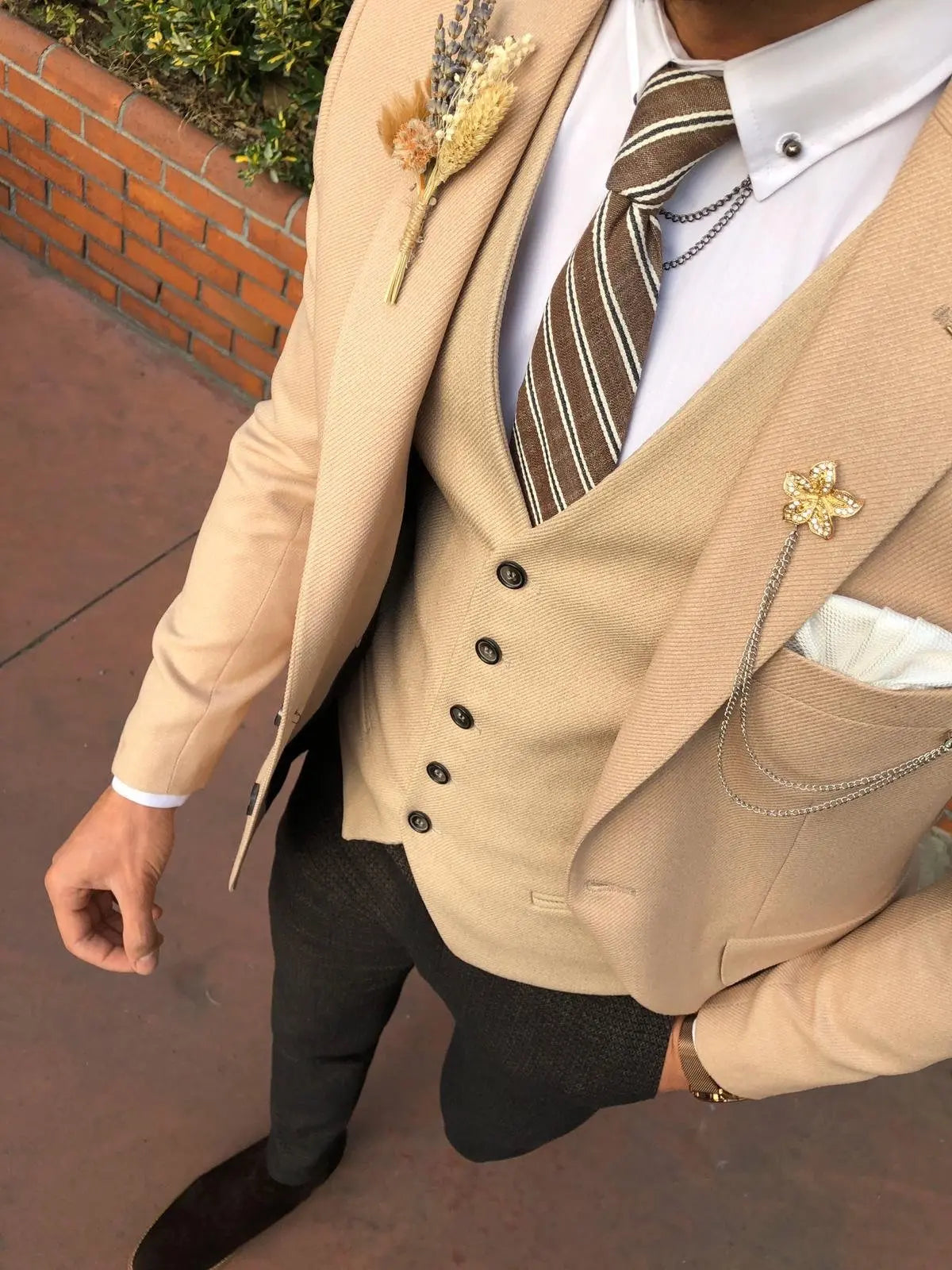 Multi Slim-Fit Suit Vest Beige for Effortless Elegance BOJONI