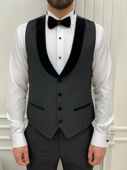 Eden Black Slim Fit Velvet Peak Lapel Tuxedo