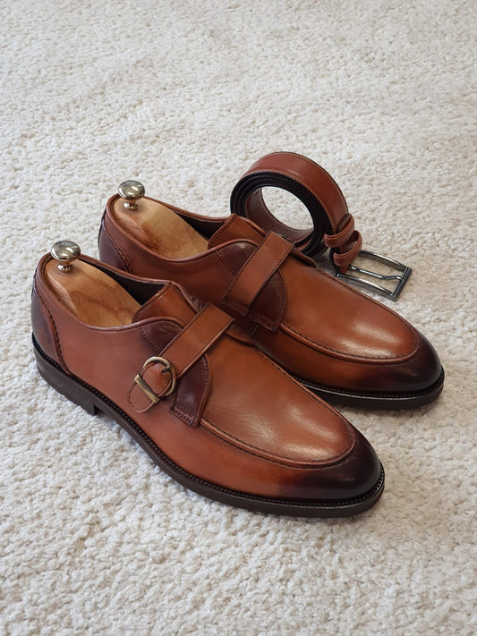 Antonio Tan Buckle Loafers - Premium Leather Comfort