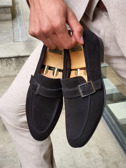 Henderson Black Suede Buckle Loafers: Elegant Comfort for Every Occasion