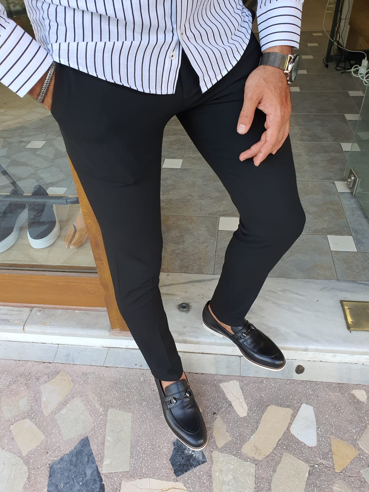 Berton Black Slim Fit Pants for Every Occasion