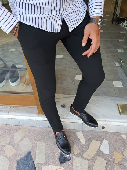 Berton Black Slim Fit Pants for Every Occasion