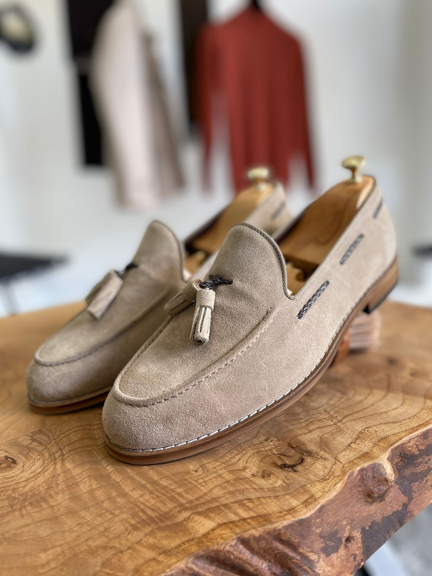 Remy Beige Suede Tassel Loafers