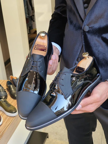 Fort Worth Black Cap Toe Laced Blucher - Elegant Leather Shoes