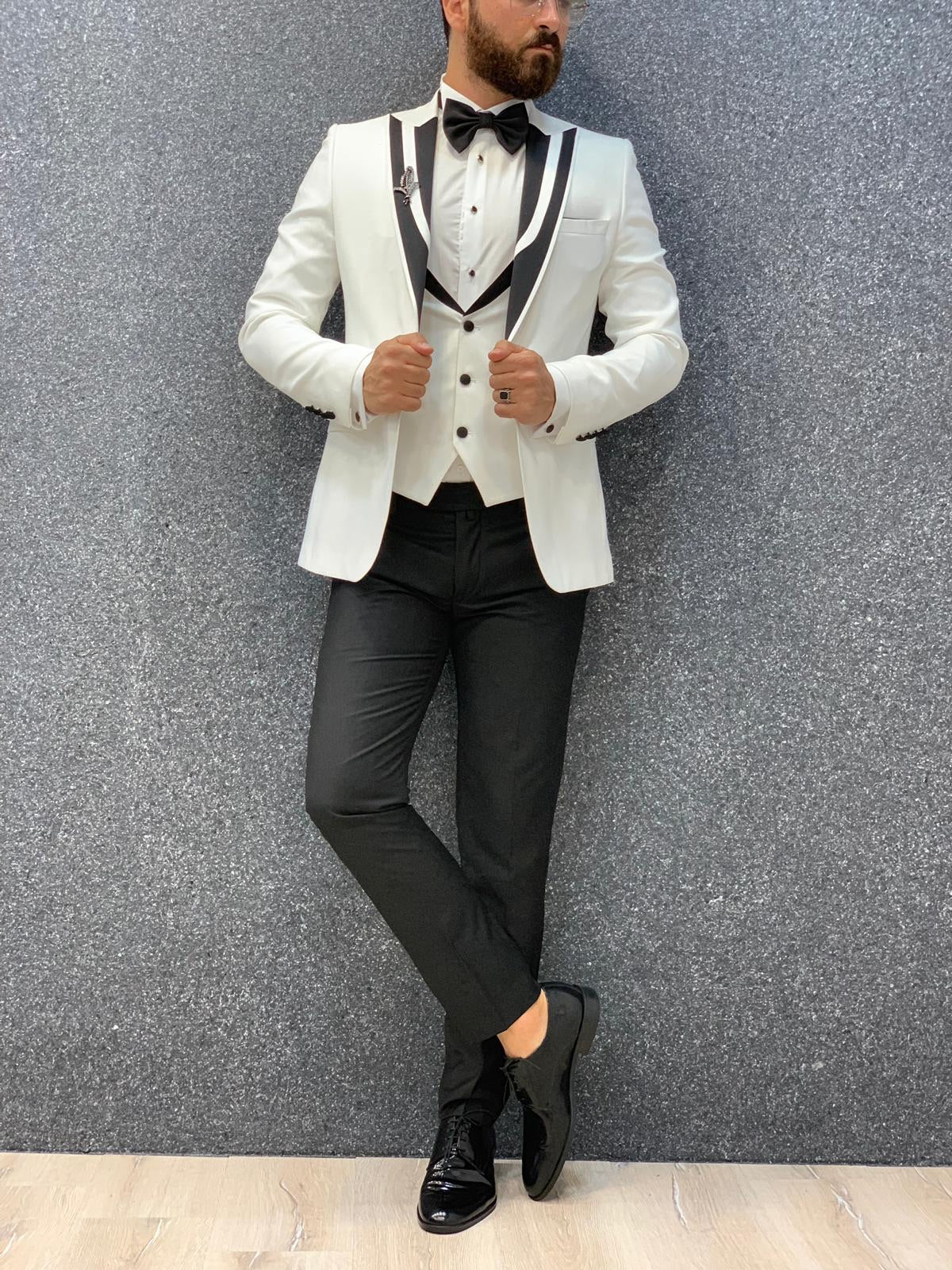 Lazio White Slim Fit Tuxedo for Men