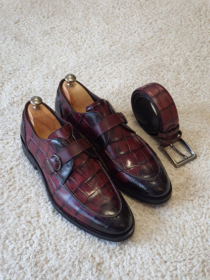 Antonio Burgundy Buckle Loafers - Elegant Leather Shoes for Every Occasion
