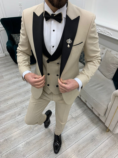 Eden Beige Slim Fit Peak Lapel Tuxedo