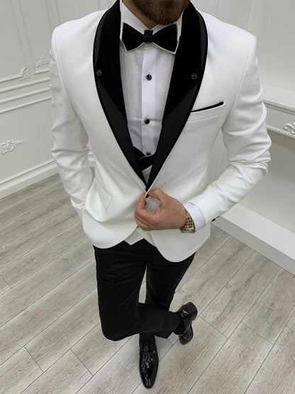 Austin White Slim Fit Shawl Lapel Tuxedo - Elevate Your Formal Look