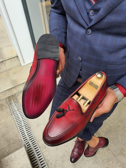 Fort Worth Red Tassel Loafer - Elegant Leather Footwear for Men