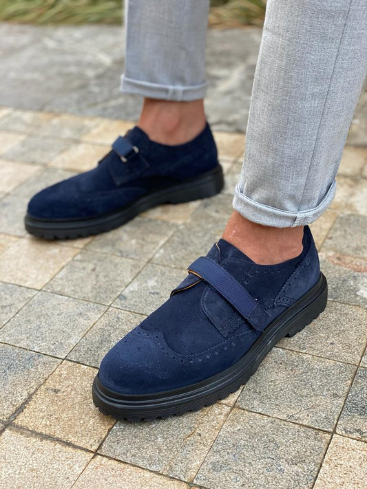 Toros Blue Suede Wing Tip Derby Shoes