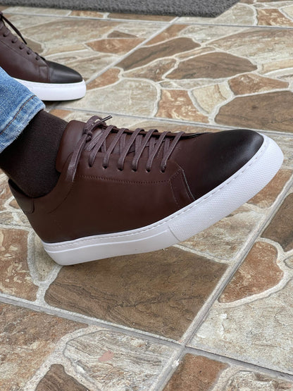 Martin Brown Lace-Up Mid-Top Sneakers for Elegant Comfort