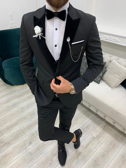 Molalla Black Velvet Peak Lapel Tuxedo: Perfect Elegance for Formal Occasions