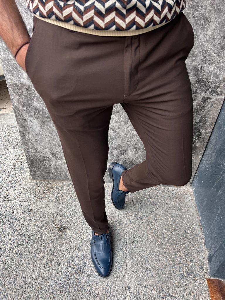 Sorento Dark Brown Slim Fit Pants
