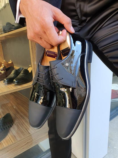 Fort Worth Black Cap Toe Laced Blucher - Elegant Leather Shoes