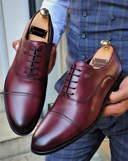 Stefano Burgundy Wholecut Oxfords: The Epitome of Sophisticated Footwear