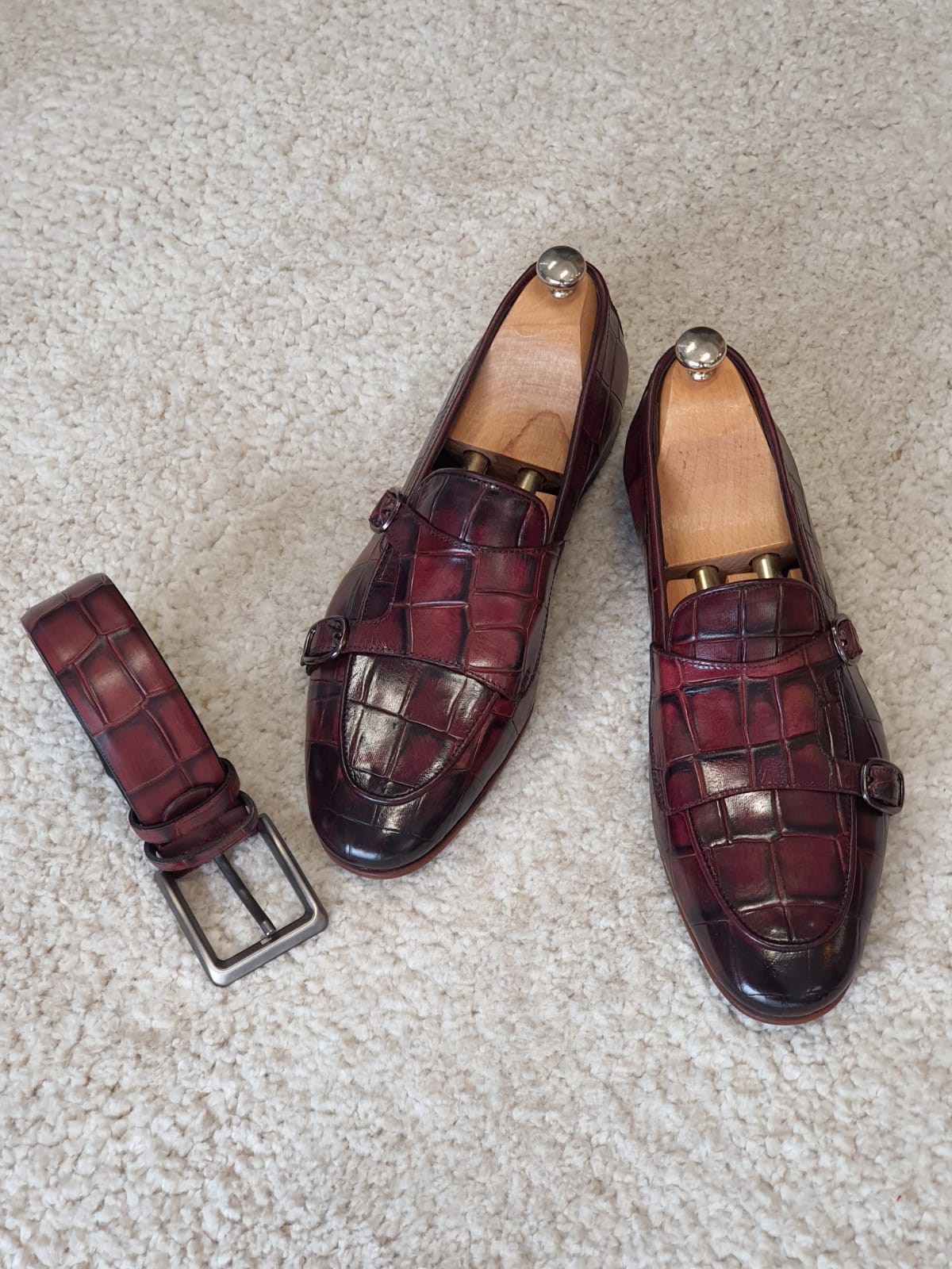 Antonio Burgundy Double Monk Strap Loafers - Redefining Elegance in Men's Footwear