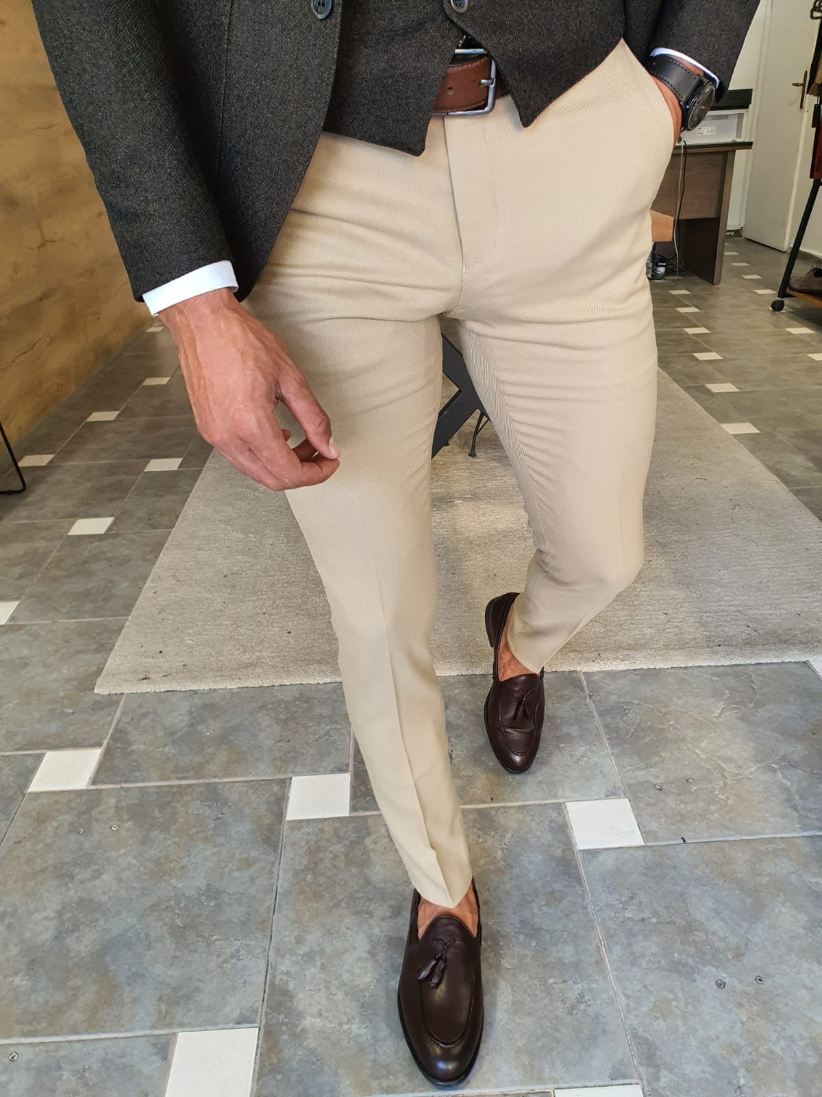 Henderson Beige Slim Fit Pants - Elevate Your Style with Versatile Comfort