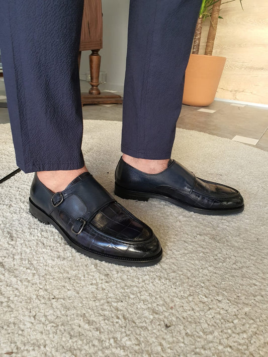 Montreal Navy Blue Monk Strap Loafers - Elegant Comfort for Every Occasion